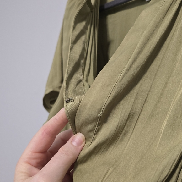 ANTHROPOLOGIE Somerset Satin Green Teired Maxi Dress - Picture 8 of 10